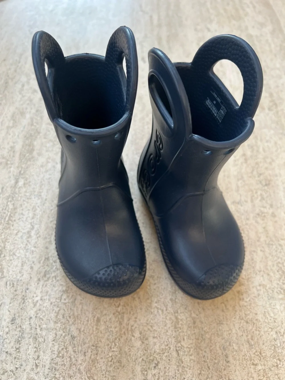 CROCS Kids navy Pull-On Rain Boots with Handles